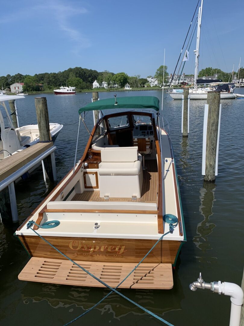 Fully Wooden Designed Interior Boat by the Shore